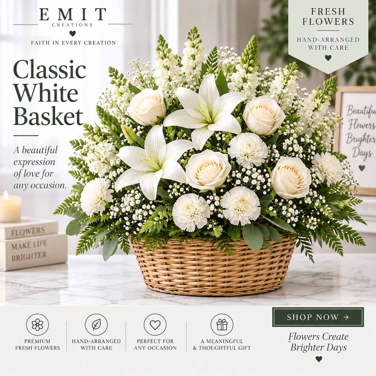 🕊️ Peace &amp; Grace Fresh Floral Basket
