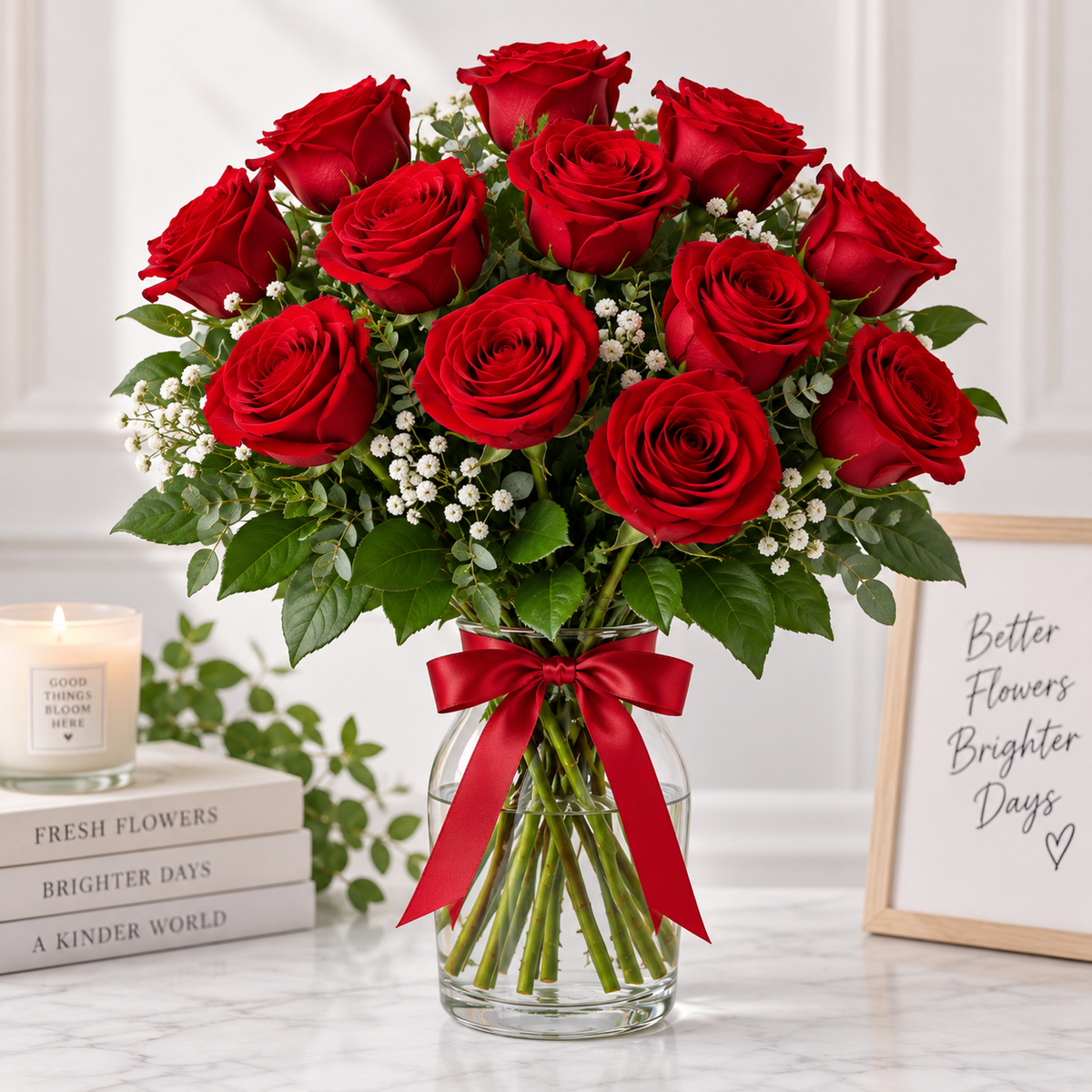🌹 Classic Red Rose Vase Arrangement